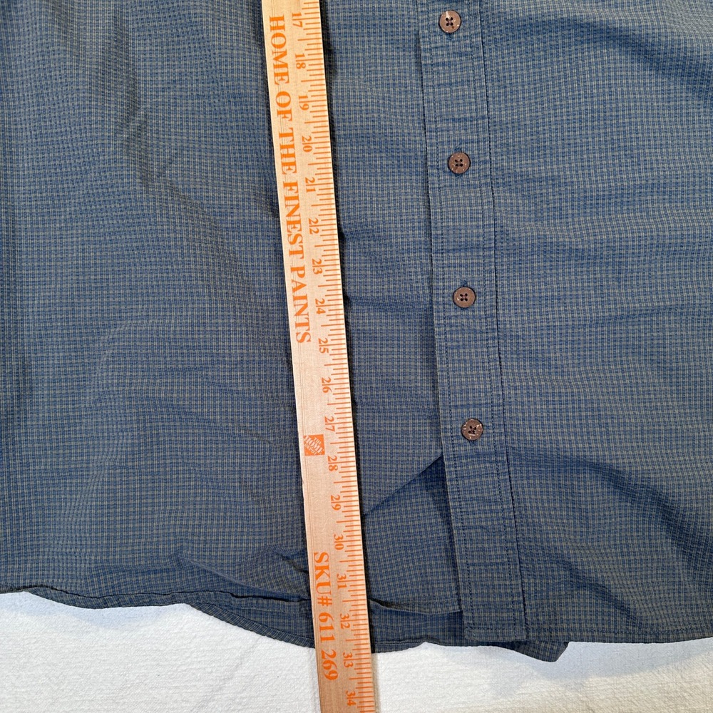 Eddie Bauer Mens 3XL Tall Blue Micro Check Short Sleeve Button Up Shirt Pocket - Picture 12 of 16